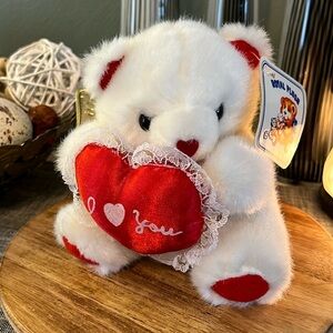 Royal Plush I Love You Heart Bear with White Lace ~ 6” of Cuteness ❤️ Vintage 🧸